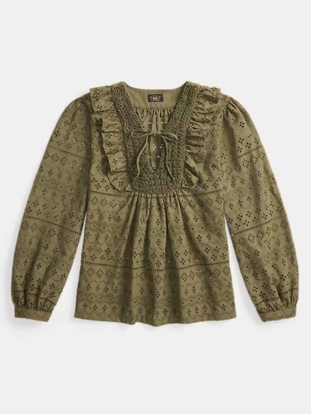NEW RRL Ralph Lauren Eyelet Embroidered Blouse